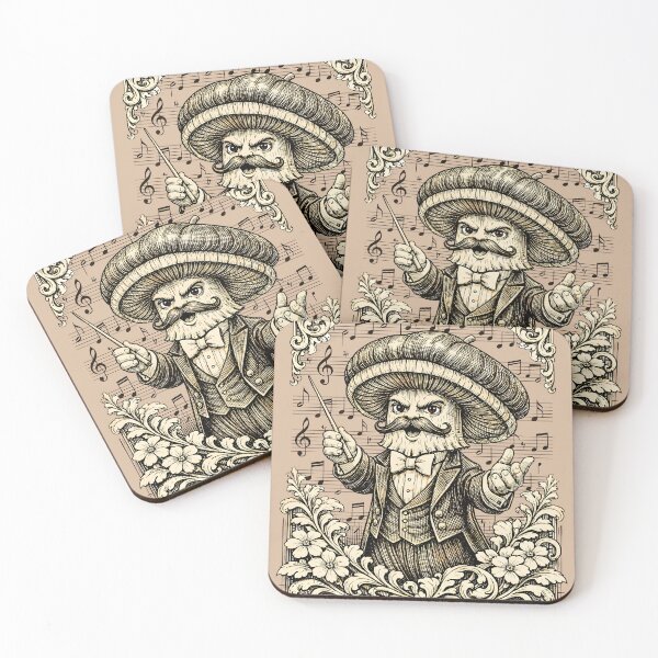 Item preview, Vintage Mushroom Conductor - Classical Symphony Etching designed and sold by Rawecz Studio.