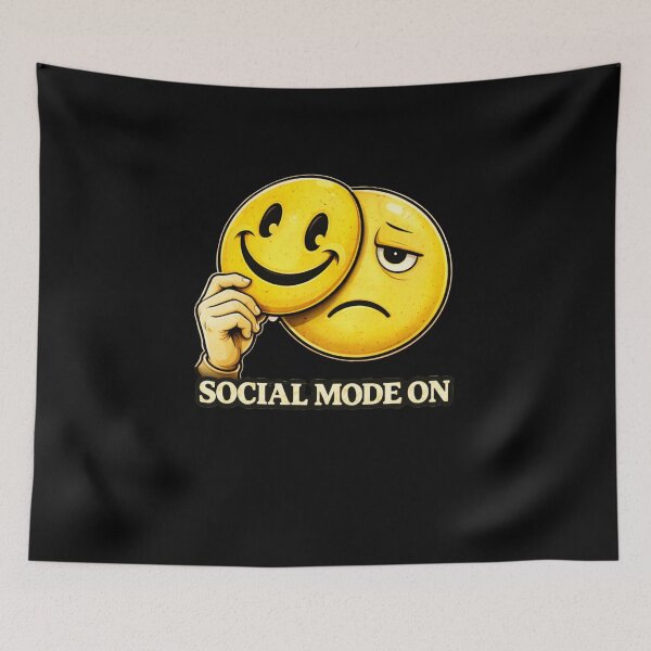 Item preview, Social Mode On Introvert Meme Fake Smile Funny Social Battery designed and sold by VibeOffline Studio.