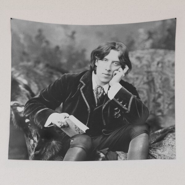 Item preview, Vintage portrait of Oscar Wilde black and white photograph poster art print designed and sold by Astrid Arkhangelsky.