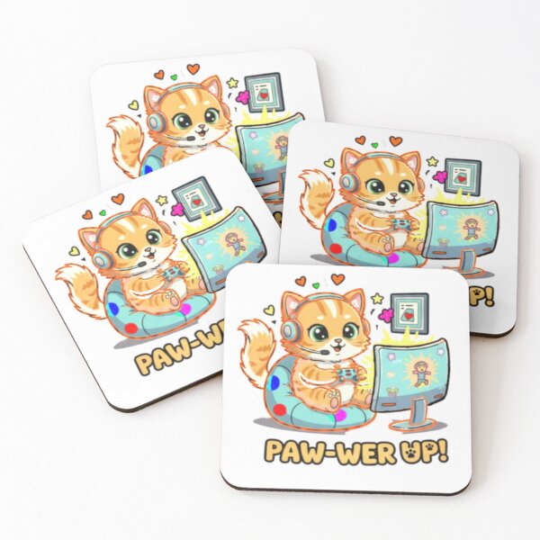 Item preview, Paw-Wer Up Cute Gamer Cat With Headset – Funny Gaming Cat Sticker. designed and sold by inkoravisualart.
