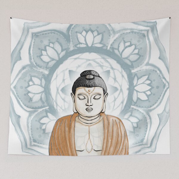 Item preview, Buddha Padma Watercolor - Fawn Coal Rust - Peacock Halo designed and sold by Irene Estelle.