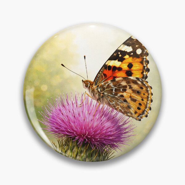 Item preview, Painted Lady Butterfly on Milk Thistle – Botanical Pollinator Nature Art designed and sold by Zee's Whimsical Wonders.
