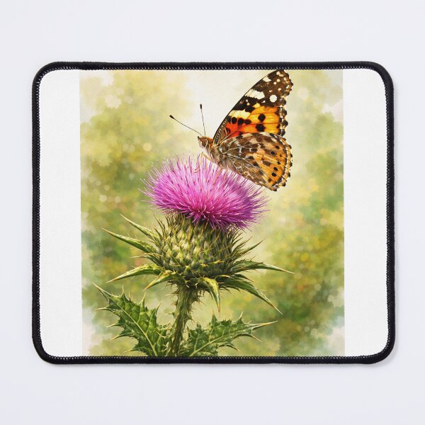 Item preview, Painted Lady Butterfly on Milk Thistle – Botanical Pollinator Nature Art designed and sold by Zee's Whimsical Wonders.
