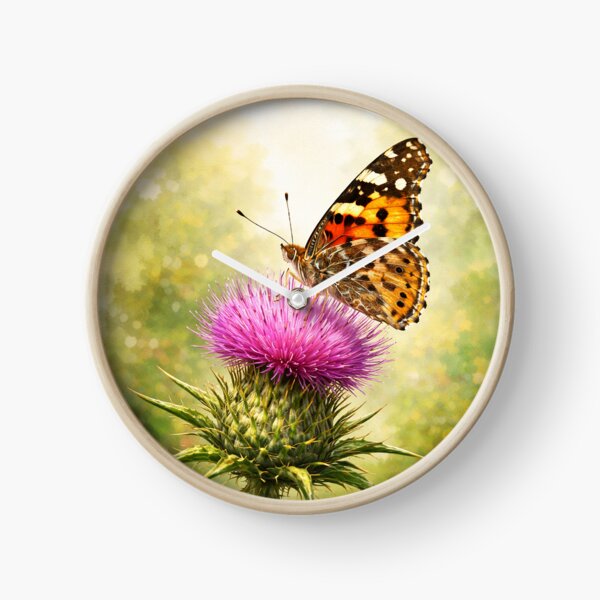 Item preview, Painted Lady Butterfly on Milk Thistle – Botanical Pollinator Nature Art designed and sold by Zee's Whimsical Wonders.