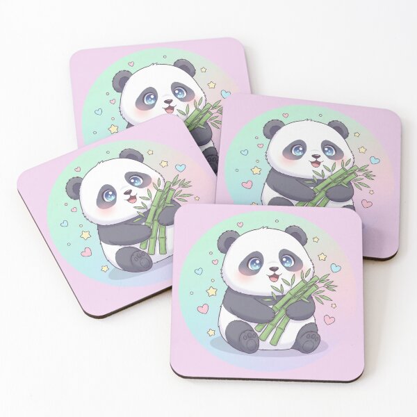 Item preview, Cute Kawaii Panda Eating Bamboo – Pastel Circle Animal Illustration designed and sold by LavinyArt.