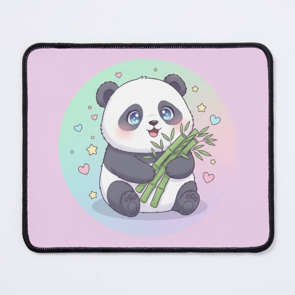 Item preview, Cute Kawaii Panda Eating Bamboo – Pastel Circle Animal Illustration designed and sold by LavinyArt.