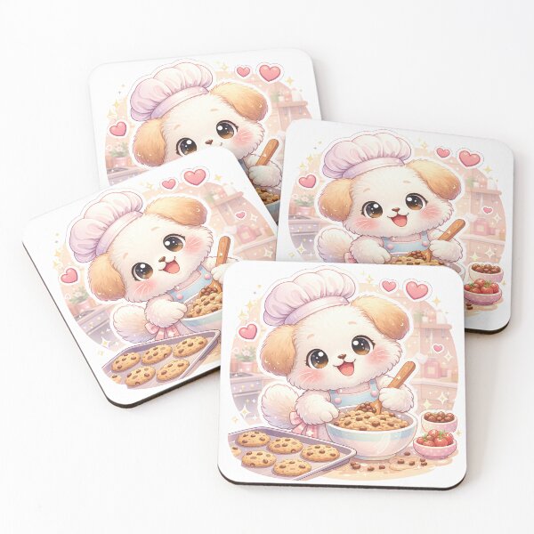 Item preview, Kawaii Puppy Baking Chocolate Chip Cookies – Cute Pastel Bakery Dog Chef Sticker designed and sold by Furfolkz.
