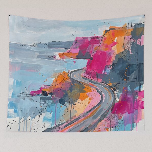 Item preview, Abstract Antrim Coast Road – Colourful Northern Ireland Seascape Art designed and sold by Printpix.