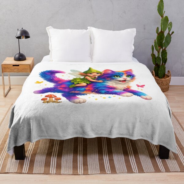 Item preview, Cute Forest Fairy Riding Rainbow Cat designed and sold by Gezonde-Voeding.