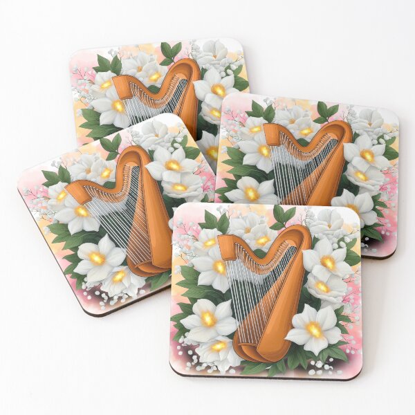 Item preview, Floral Celtic Harp | Botanical Music Illustration designed and sold by ChenEngEng.