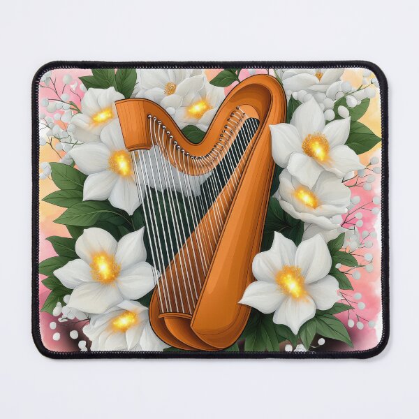 Item preview, Floral Celtic Harp | Botanical Music Illustration designed and sold by ChenEngEng.