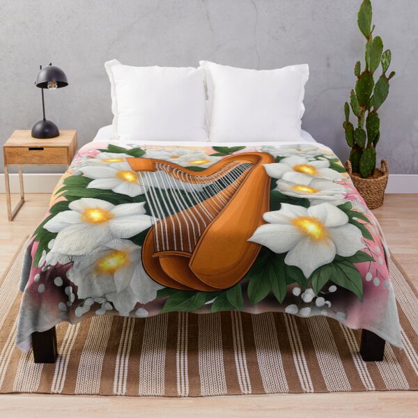 Item preview, Floral Celtic Harp | Botanical Music Illustration designed and sold by ChenEngEng.