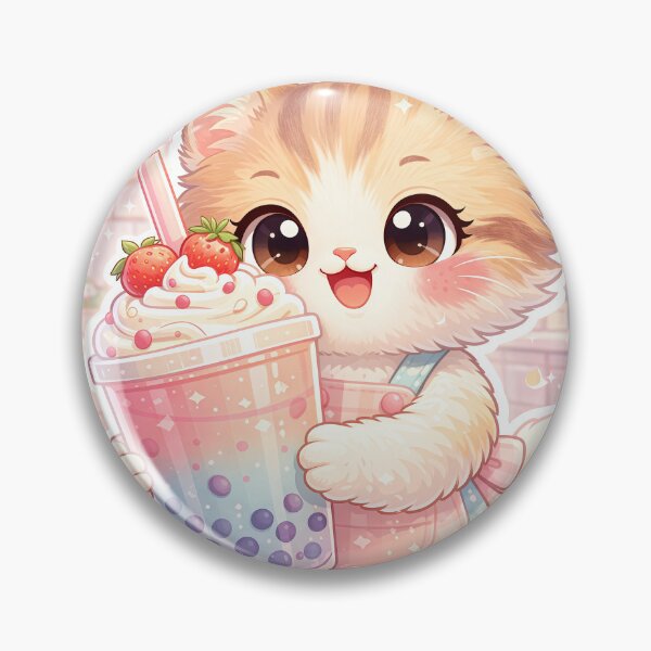 Item preview, Kawaii Kitten Strawberry Bubble Tea – Cute Pastel Boba Cat Dessert Sticker designed and sold by Furfolkz.