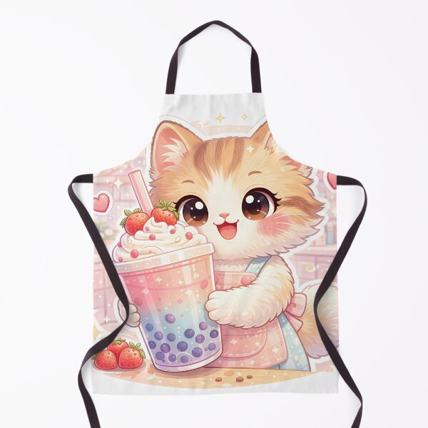 Item preview, Kawaii Kitten Strawberry Bubble Tea – Cute Pastel Boba Cat Dessert Sticker designed and sold by Furfolkz.