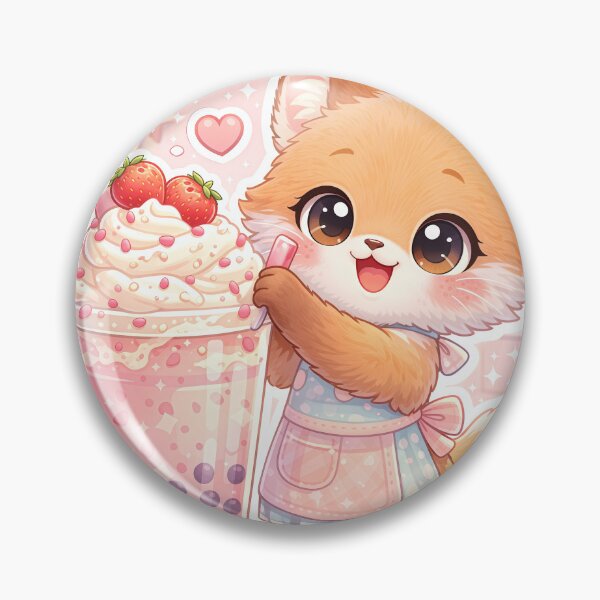 Item preview, Kawaii Fox Strawberry Bubble Tea – Cute Pastel Boba Dessert Animal Sticker designed and sold by Furfolkz.