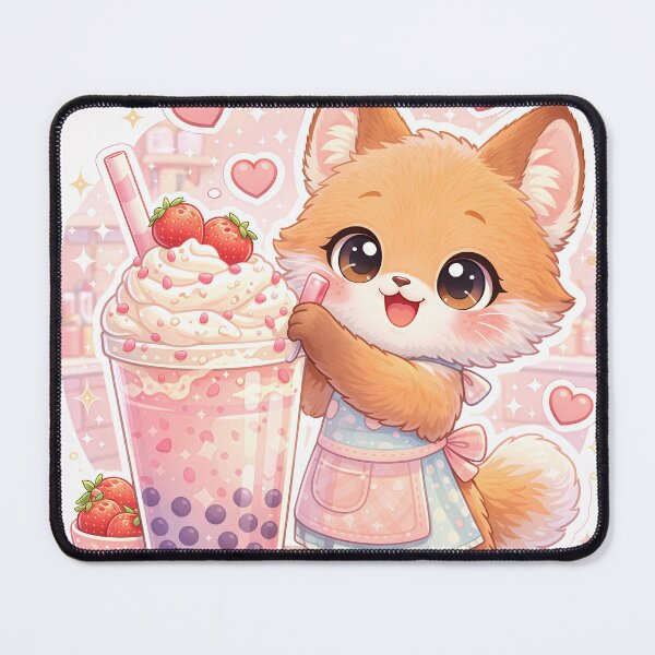 Item preview, Kawaii Fox Strawberry Bubble Tea – Cute Pastel Boba Dessert Animal Sticker designed and sold by Furfolkz.