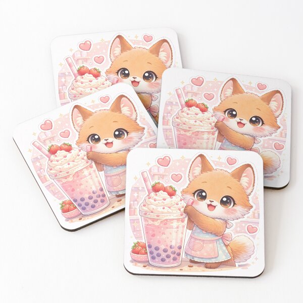 Item preview, Kawaii Fox Strawberry Bubble Tea – Cute Pastel Boba Dessert Animal Sticker designed and sold by Furfolkz.