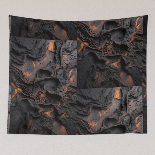 Item preview, Dark Lava Abstract Texture with Glowing Cracks designed and sold by RidaSalArt.