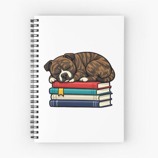 Item preview, Cosy Sleeping Brindle Staffy on Books designed and sold by BestFriendTees.