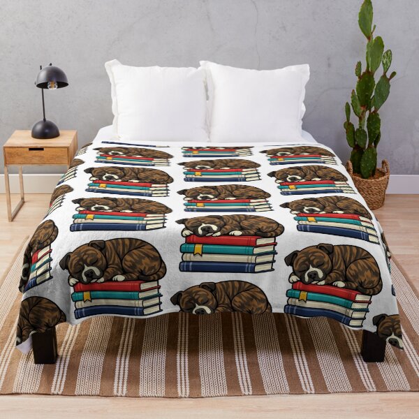 Item preview, Cosy Sleeping Brindle Staffy on Books designed and sold by BestFriendTees.