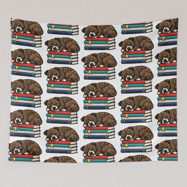 Item preview, Cosy Sleeping Brindle Staffy on Books designed and sold by BestFriendTees.