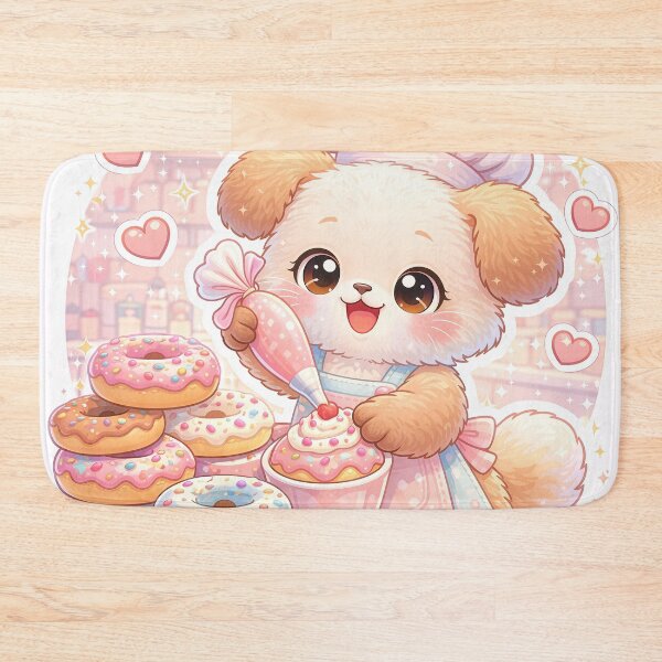 Item preview, Kawaii Puppy Decorating Donuts – Cute Pastel Bakery Dog Dessert Sticker designed and sold by Furfolkz.