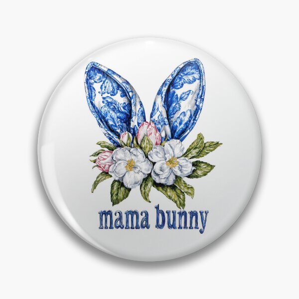 Item preview, Chinoiserie Mama Bunny Ears. Blue Floral Easter Flowers designed and sold by KubbyArt.