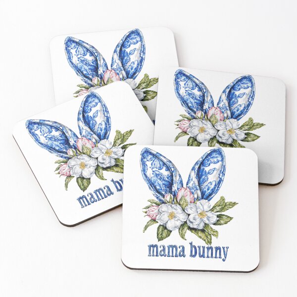 Item preview, Chinoiserie Mama Bunny Ears. Blue Floral Easter Flowers designed and sold by KubbyArt.