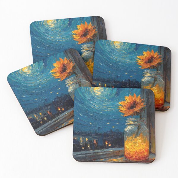 Item preview, Glowing Sunflower Night Illustration designed and sold by MoonPetal1.