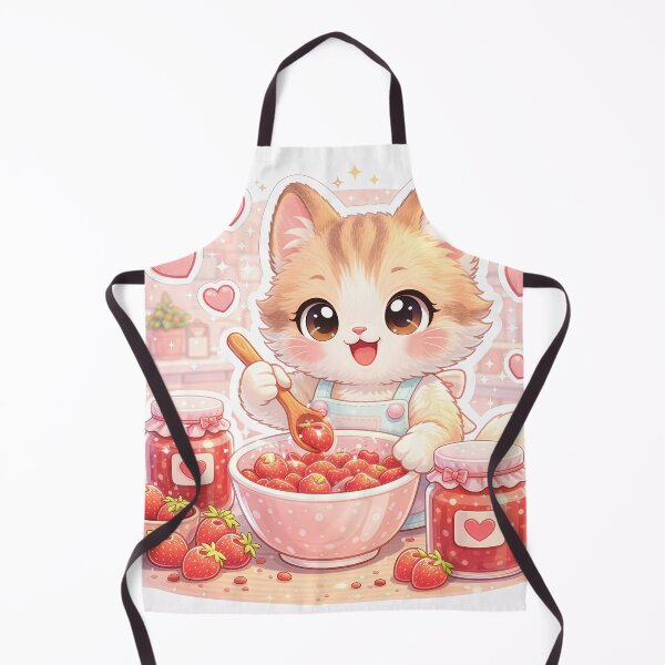 Item preview, Kawaii Kitten Making Strawberry Jam – Cute Pastel Cat Kitchen Dessert Sticker designed and sold by Furfolkz.