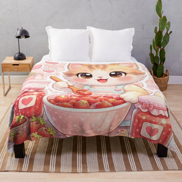 Item preview, Kawaii Kitten Making Strawberry Jam – Cute Pastel Cat Kitchen Dessert Sticker designed and sold by Furfolkz.