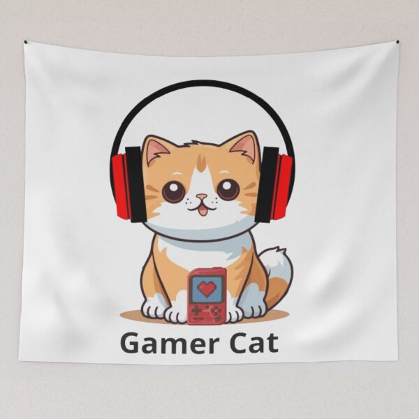 Item preview, Cute Gamer Cat Playing Kawaii Video Games designed and sold by RossyCreaciones.