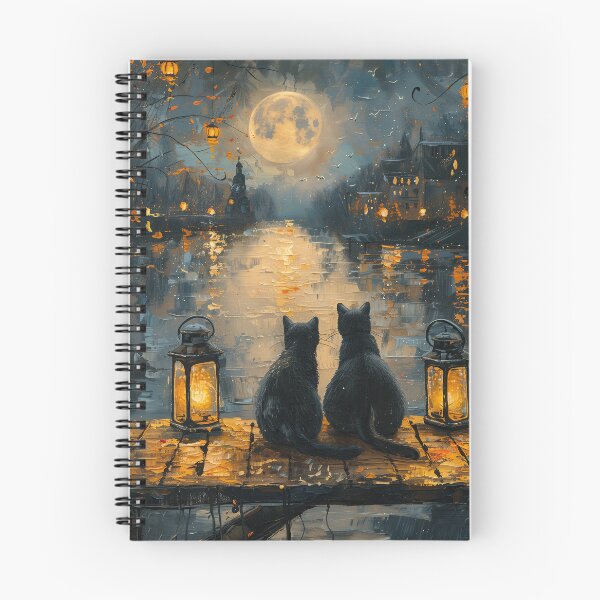 Item preview, Black Cats Romantic Moonlight Night Oil Painting designed and sold by Erika Kaisersot.