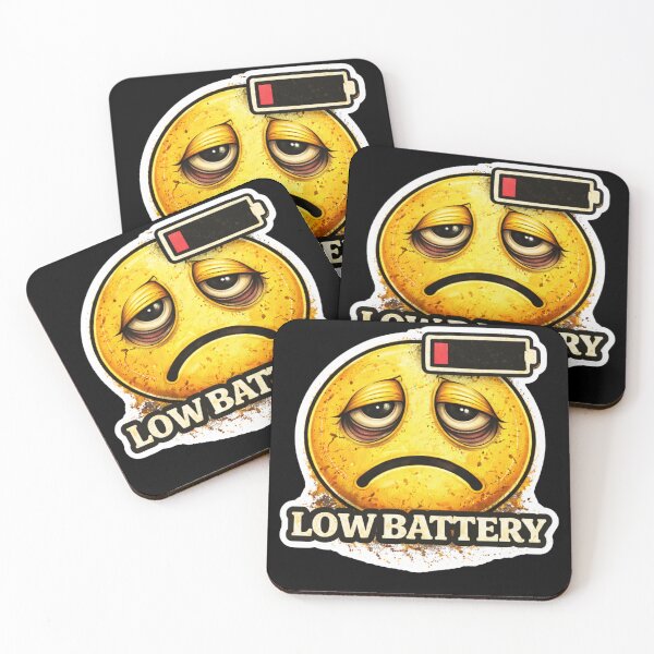 Item preview, Low Battery Meme Tired Smiley Exhausted Mood Funny Burnout Humor designed and sold by VibeOffline Studio.