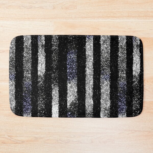 Item preview, Black Silver Glitter Vertical Stripes designed and sold by bubblegoth.