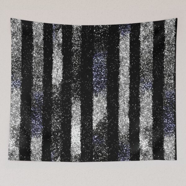 Item preview, Black Silver Glitter Vertical Stripes designed and sold by bubblegoth.