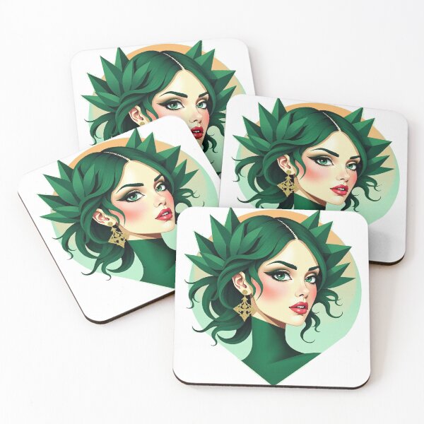 Item preview, Green Dream Luxury Geometric Woman Portrait – Emerald Facet Art designed and sold by GreenDreamArt.