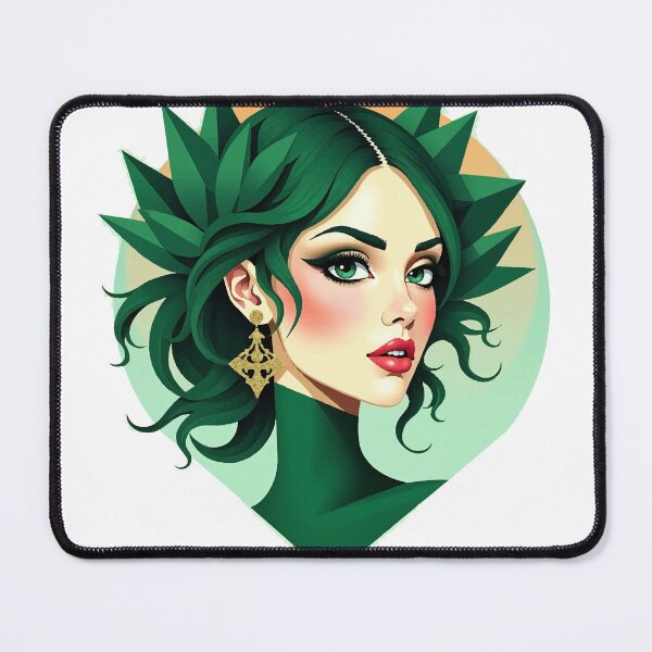 Item preview, Green Dream Luxury Geometric Woman Portrait – Emerald Facet Art designed and sold by GreenDreamArt.