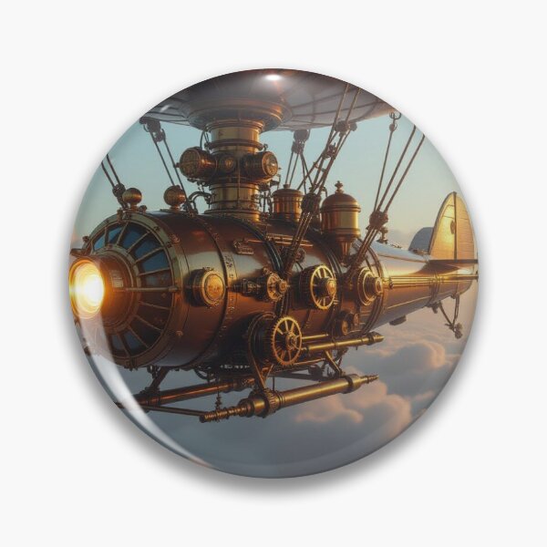 Item preview, Majestic Steampunk Airship drifting through golden skies in retro‑futuristic elegance designed and sold by FotoworldEdel.