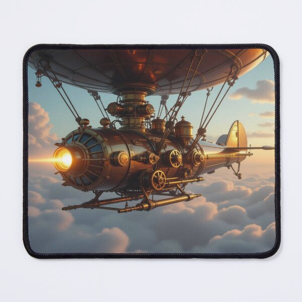 Item preview, Majestic Steampunk Airship drifting through golden skies in retro‑futuristic elegance designed and sold by FotoworldEdel.