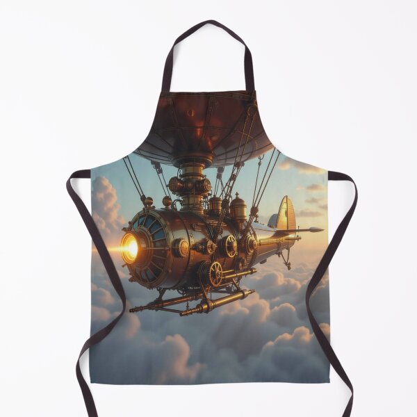 Item preview, Majestic Steampunk Airship drifting through golden skies in retro‑futuristic elegance designed and sold by FotoworldEdel.