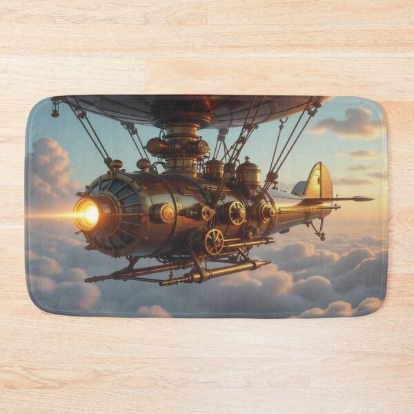 Item preview, Majestic Steampunk Airship drifting through golden skies in retro‑futuristic elegance designed and sold by FotoworldEdel.