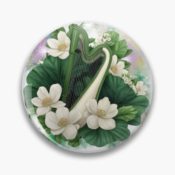 Item preview, Mystical Floral Harp | Botanical Music Illustration designed and sold by ChenEngEng.