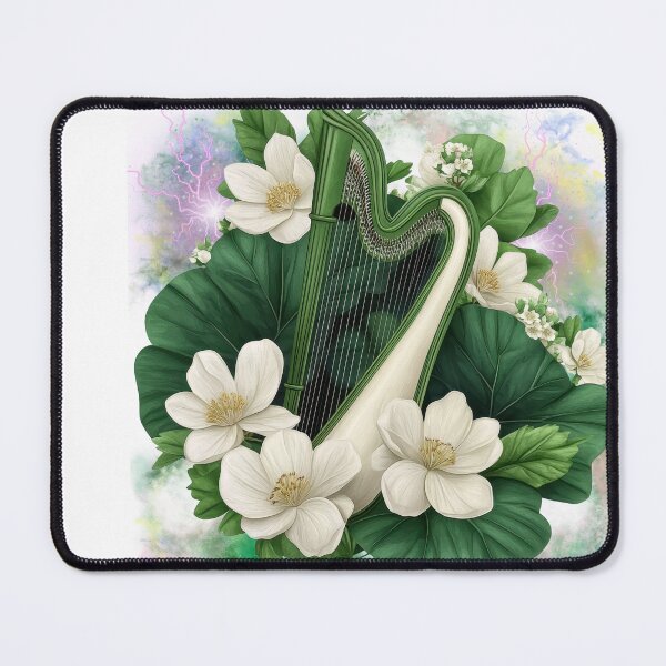 Item preview, Mystical Floral Harp | Botanical Music Illustration designed and sold by ChenEngEng.
