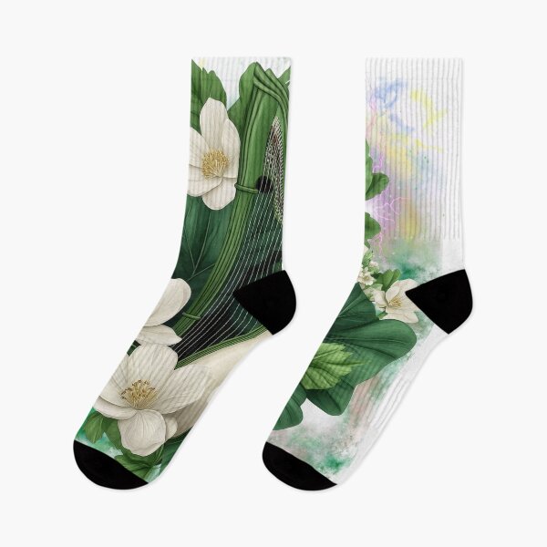Item preview, Mystical Floral Harp | Botanical Music Illustration designed and sold by ChenEngEng.