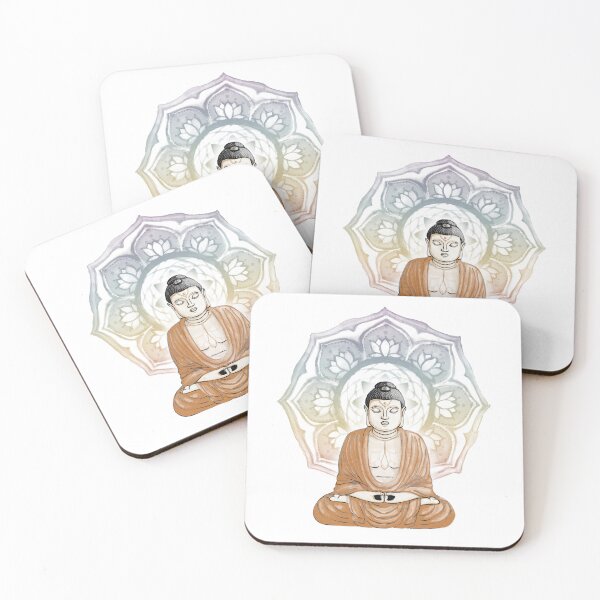 Item preview, Buddha Padma Watercolor - Fawn Coal Rust - Rainbow Sunset Halo designed and sold by Irene Estelle.