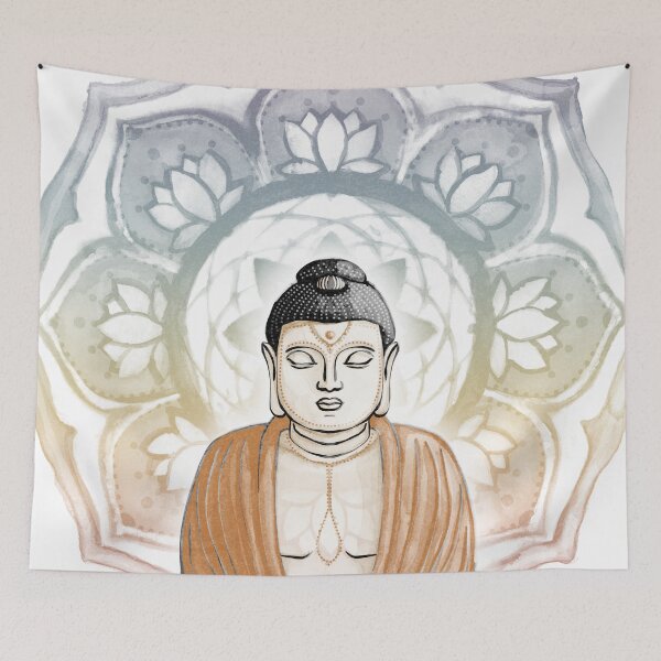 Item preview, Buddha Padma Watercolor - Fawn Coal Rust - Rainbow Sunset Halo designed and sold by Irene Estelle.