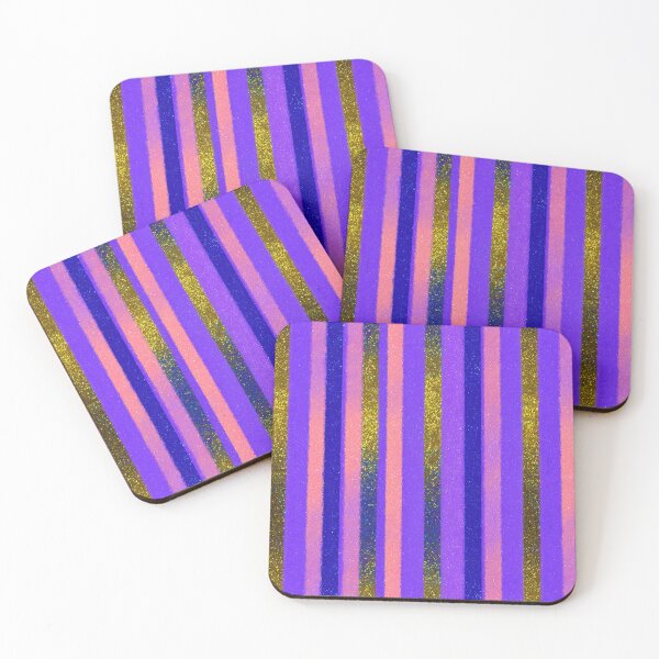Item preview, Purple Gold Glitter Vertical Stripe Pattern designed and sold by bubblegoth.
