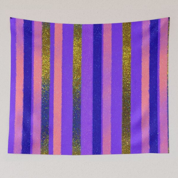 Item preview, Purple Gold Glitter Vertical Stripe Pattern designed and sold by bubblegoth.
