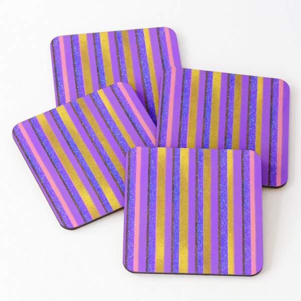Item preview, Purple Blue Glitter Vertical Stripes designed and sold by bubblegoth.